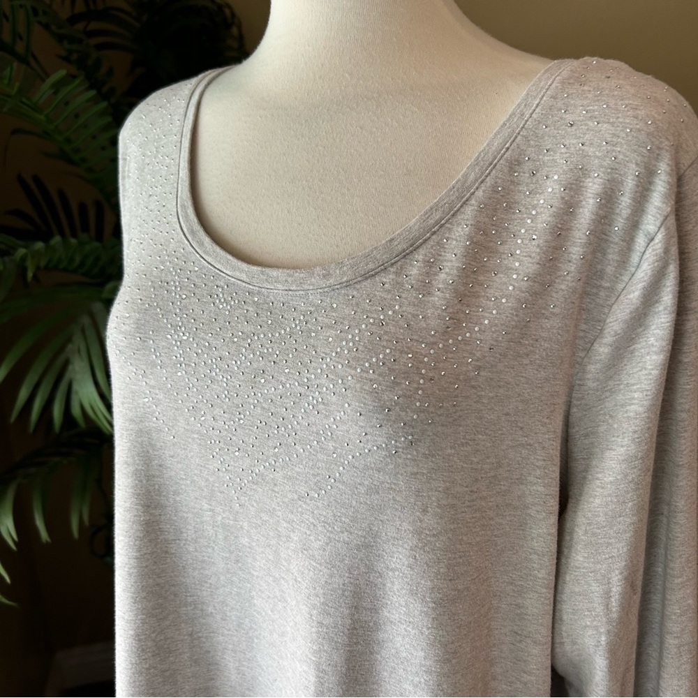Avenue YourTee plus size cotton stretch gray long sleeve top